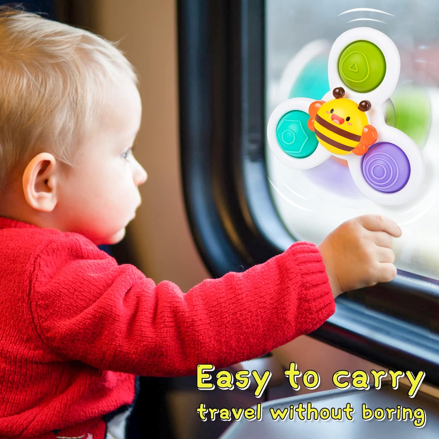 NARRIO Travel Toys for 1 Year Old Boy Gifts, Infant Baby Toys 12-18 Months Suction Cup Spinner Toy, Christmas Birthday Gifts for 1-2 Year Old Girl Spinning Top Sensory Toys for Toddlers Age 1-3 - Image 5